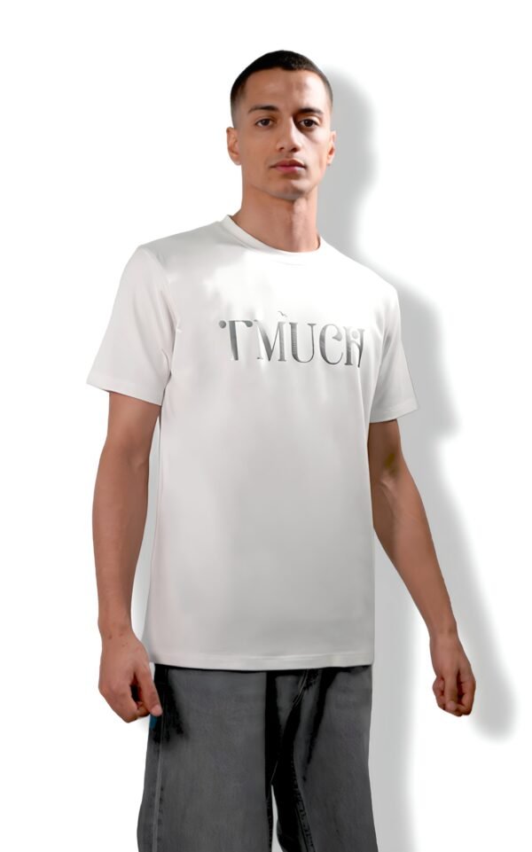 White T-Shirt With Silver Logo