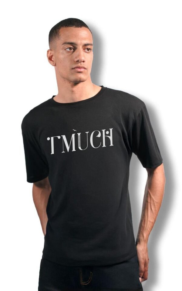 Black T-Shirt With White Logo Printed