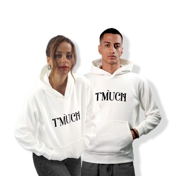 White Hoodies With Black Logo Printed