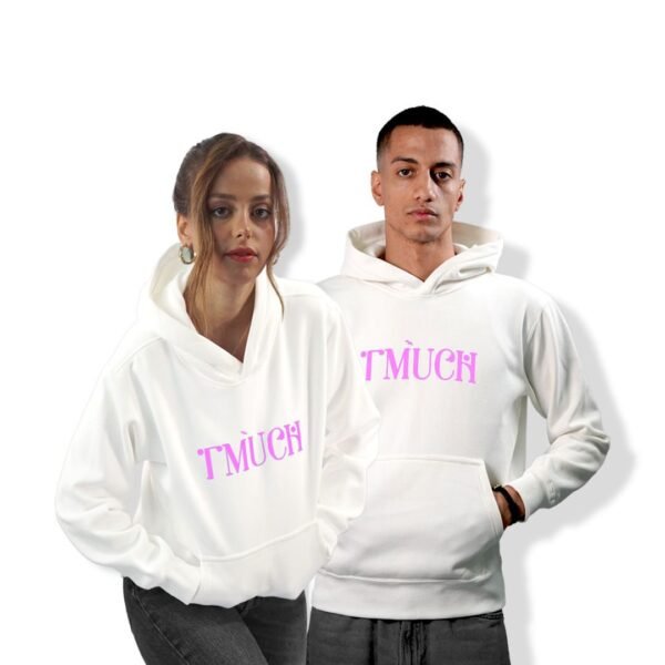 White Hoodies With Pink Logo Printed