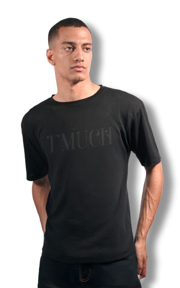 Black T-Shirt With Black Logo Printed