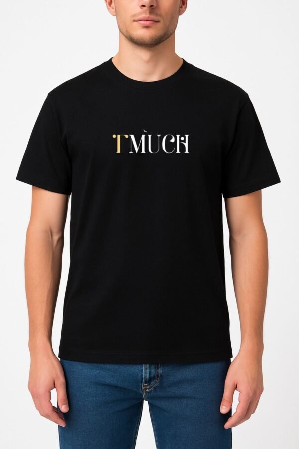 Black T-Shirt With Puff Printing T Yellow