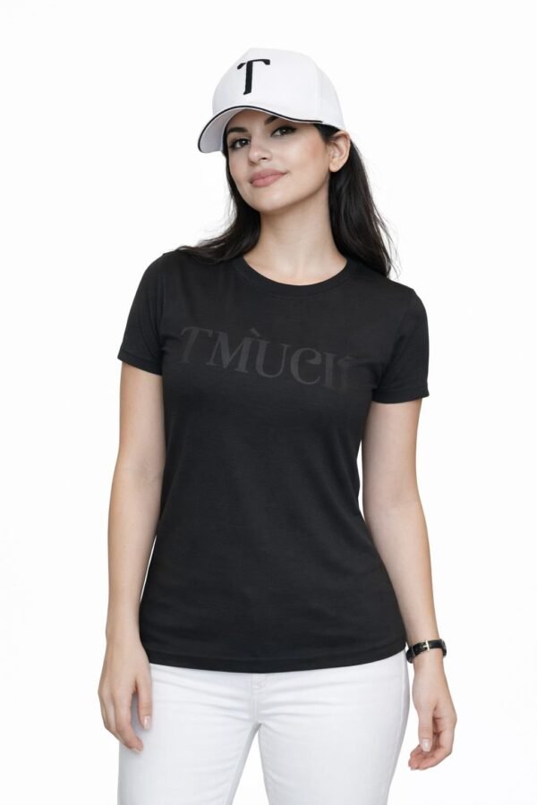 Black T-Shirt With Black Logo Printed